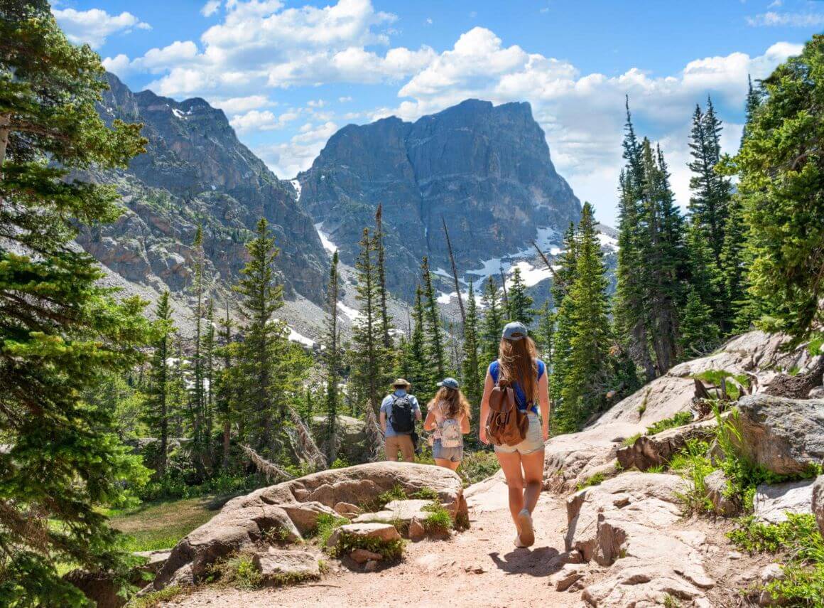 group of hikers in Emerald Lake Trail in Estes Park