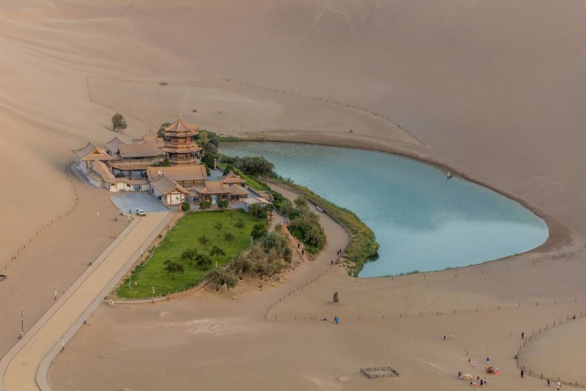 Crescent Moon Lake at Singing Sands Dune Dunhuang