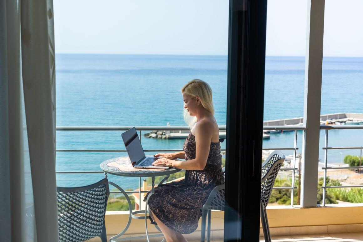 Digital Nomad working by the sea in Croatia