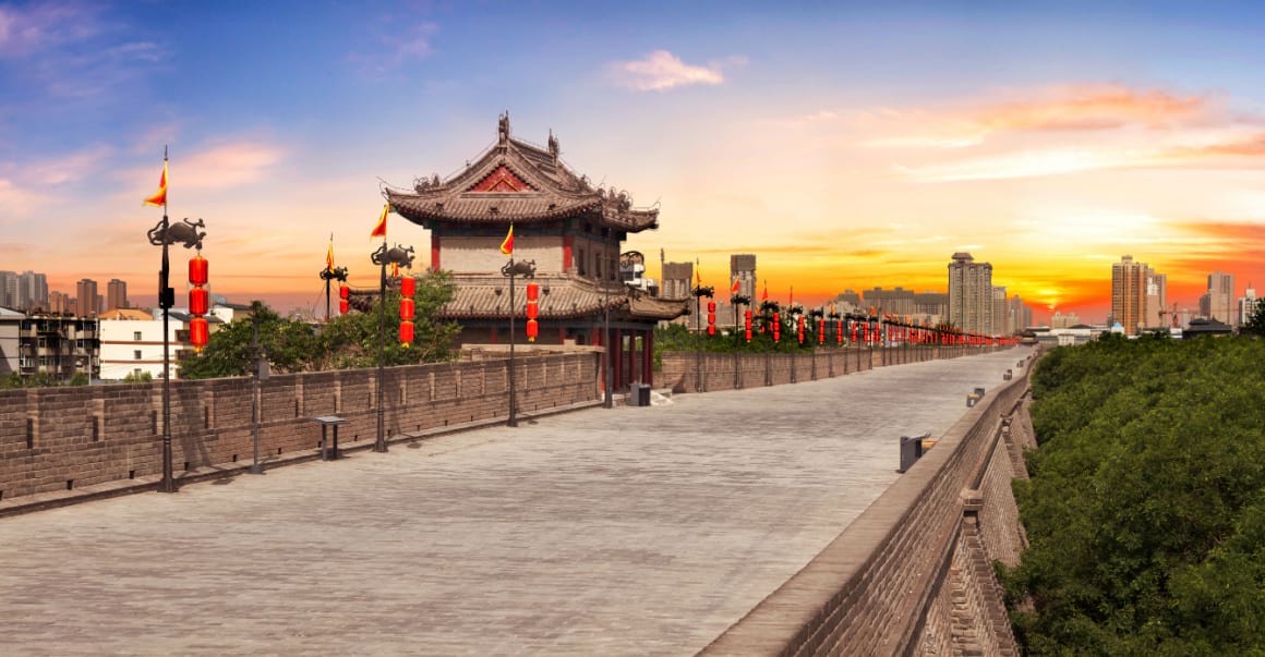 Historic city wall in Xi an China