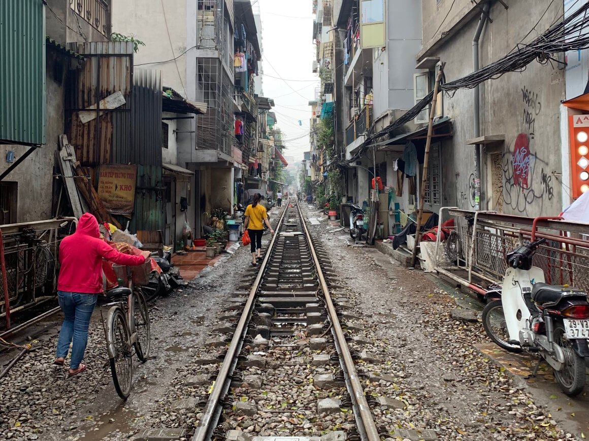 the famous train street in Hanoi's Old Quarter