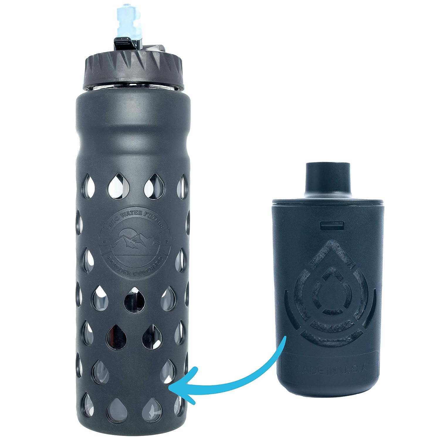 travel water bottle with filter