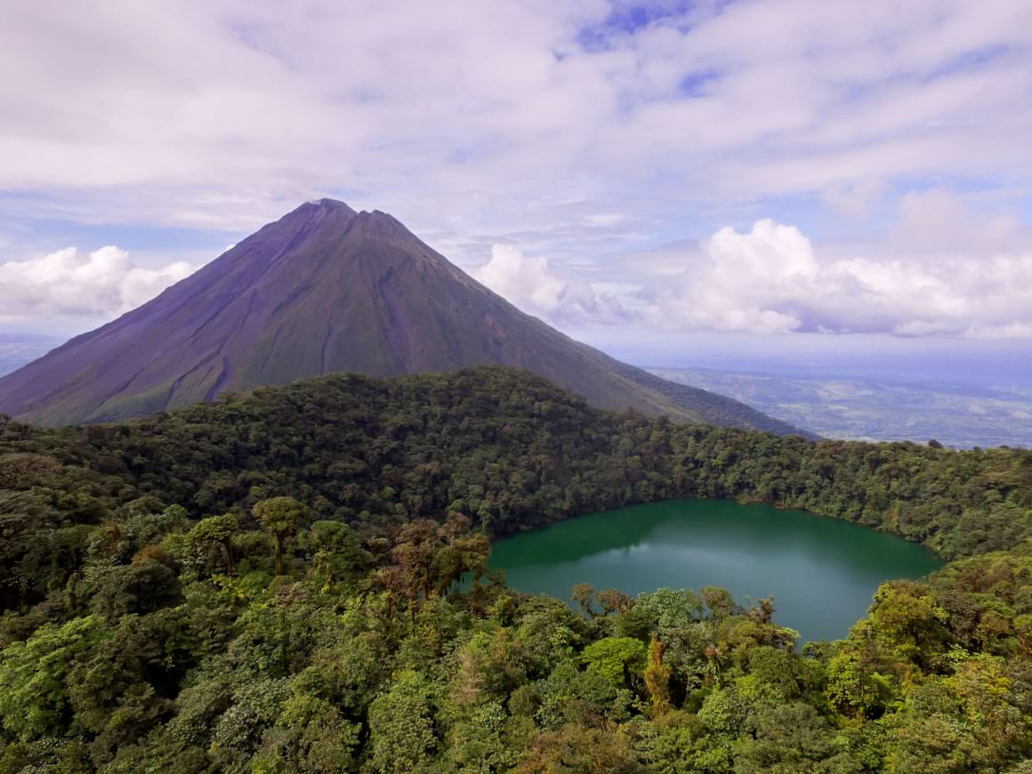 Cerro Chato Costa Rica with a view of Arenal Volcano.