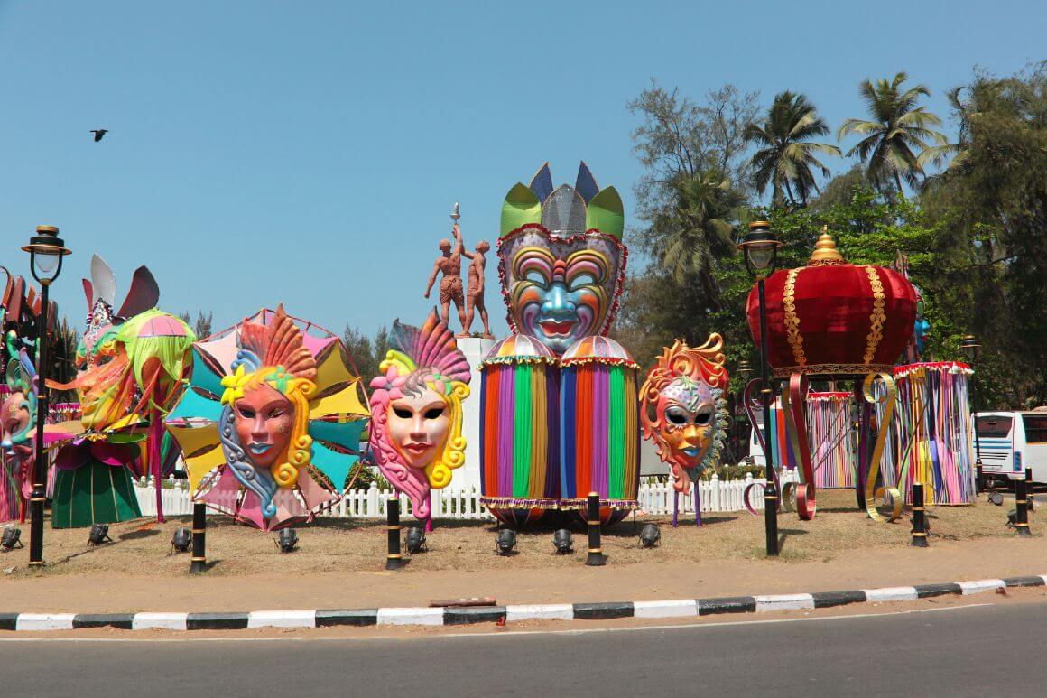 Colorful masks at Goa Carnival, India 