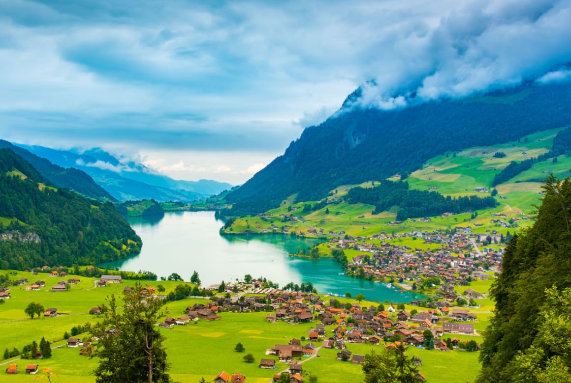 Interlaken valley and Thunersee lake