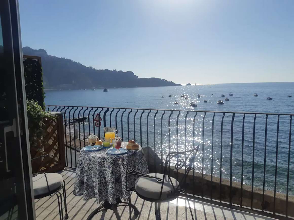 Balcony view of the Mediterranean at Oceanfront Apartment 