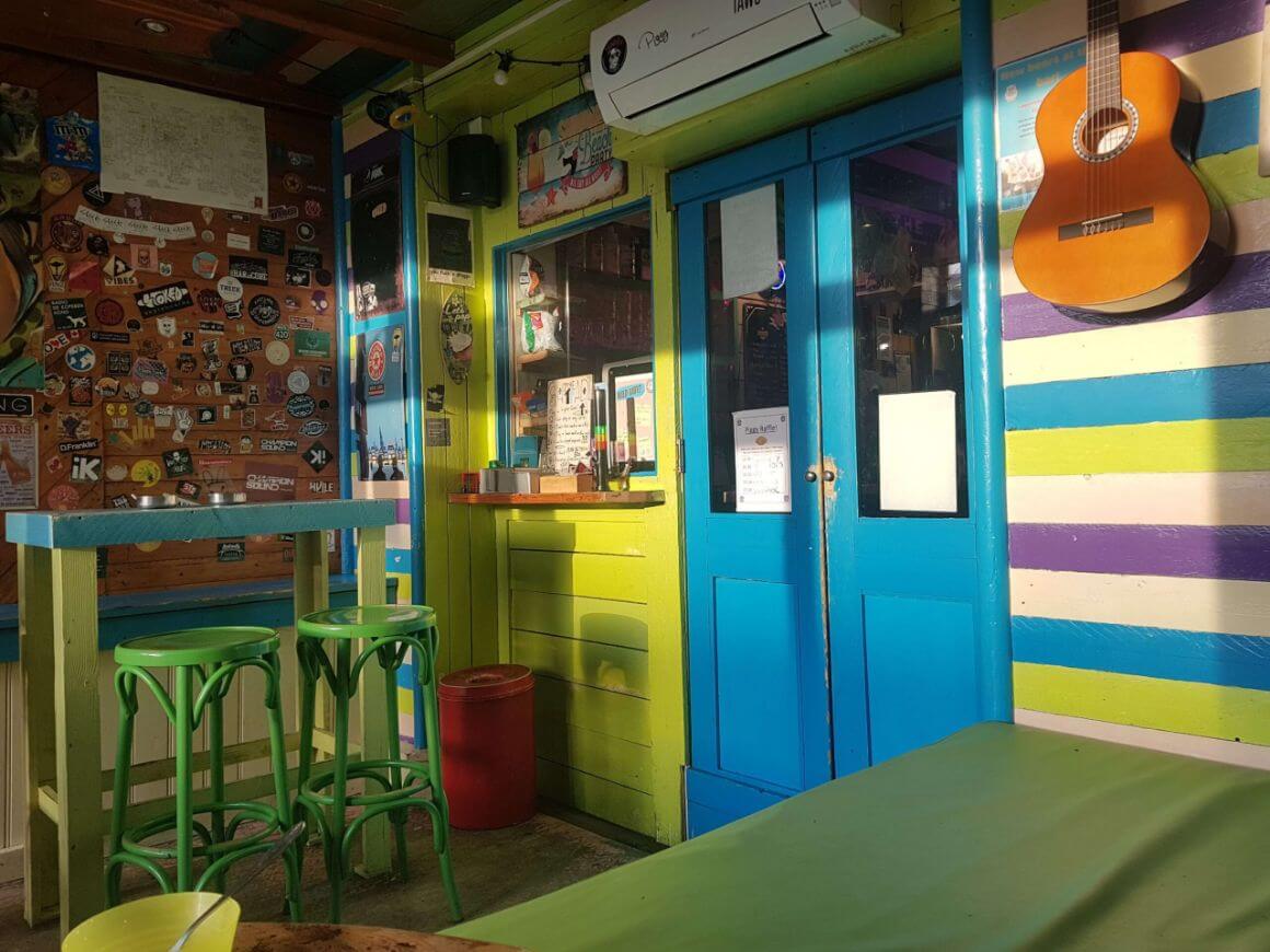 Colourful smoking room in the flying pig beach hostel in Noordwijk, The Netherlands