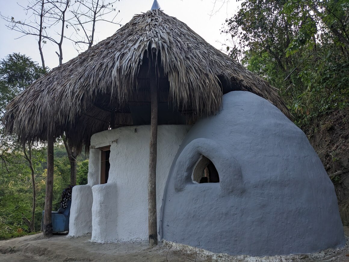 Backpacker volunteer house in South America with natural roof