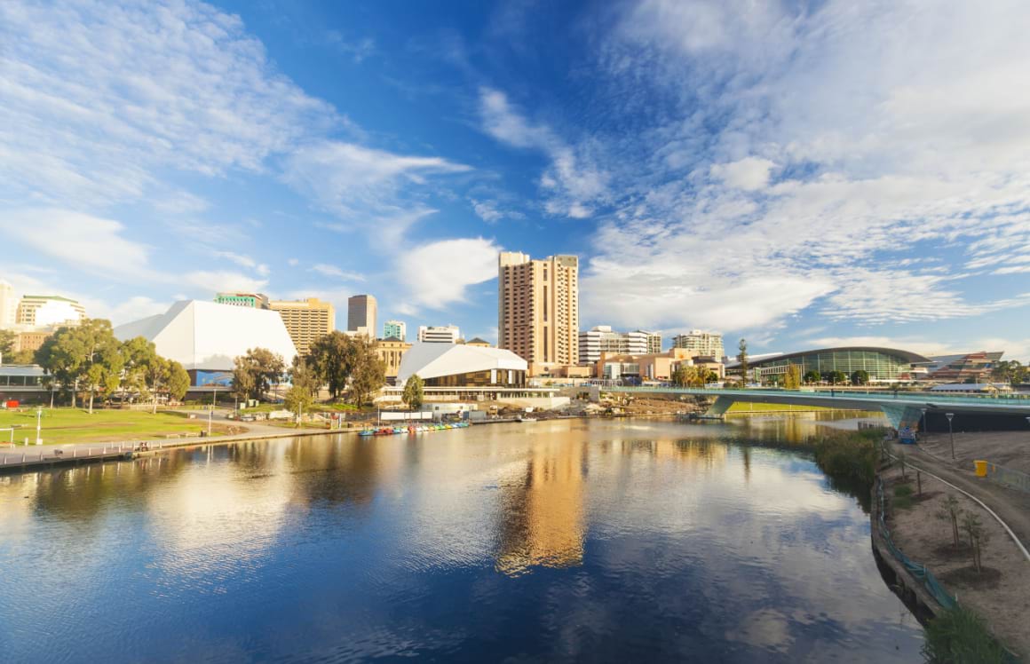 Downtown area of Adelaide city in Australia