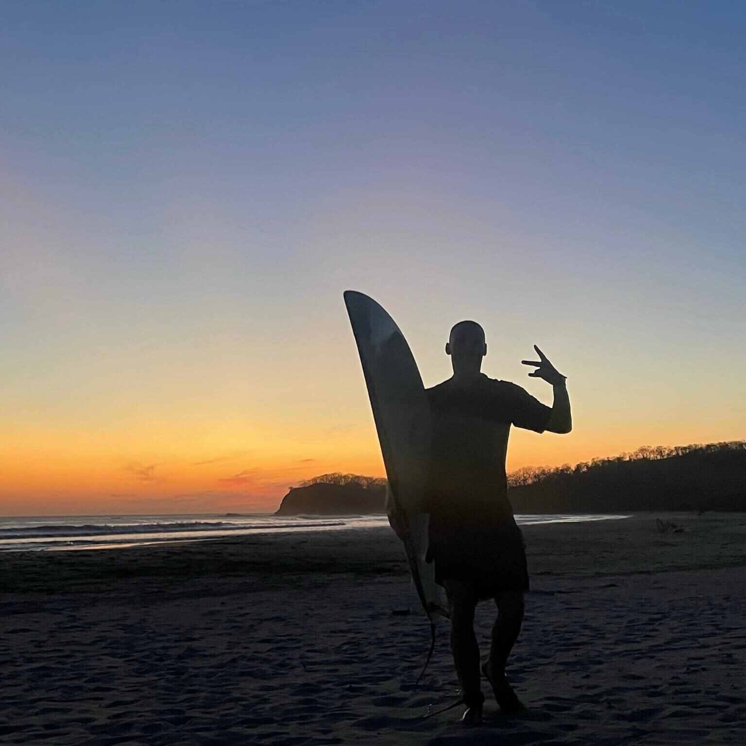 Surfer in Sunset Nicaragua