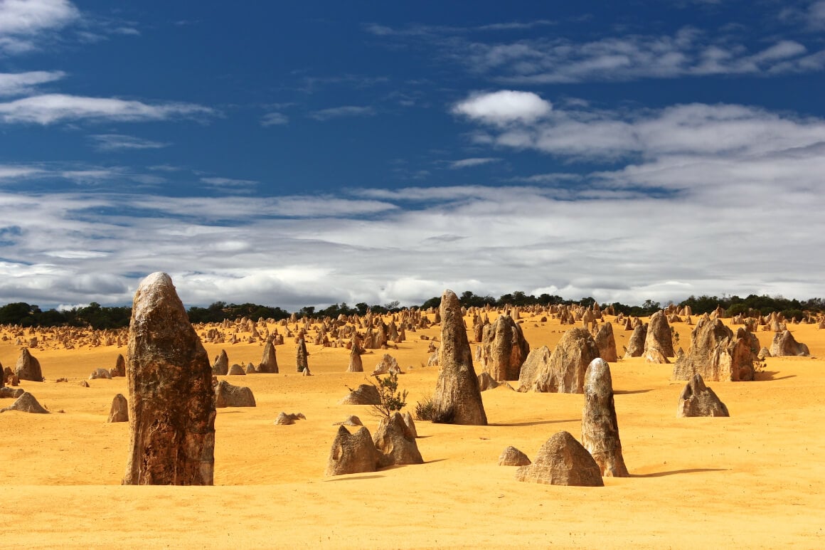 Rock formations rising at the Pinnacles Desert