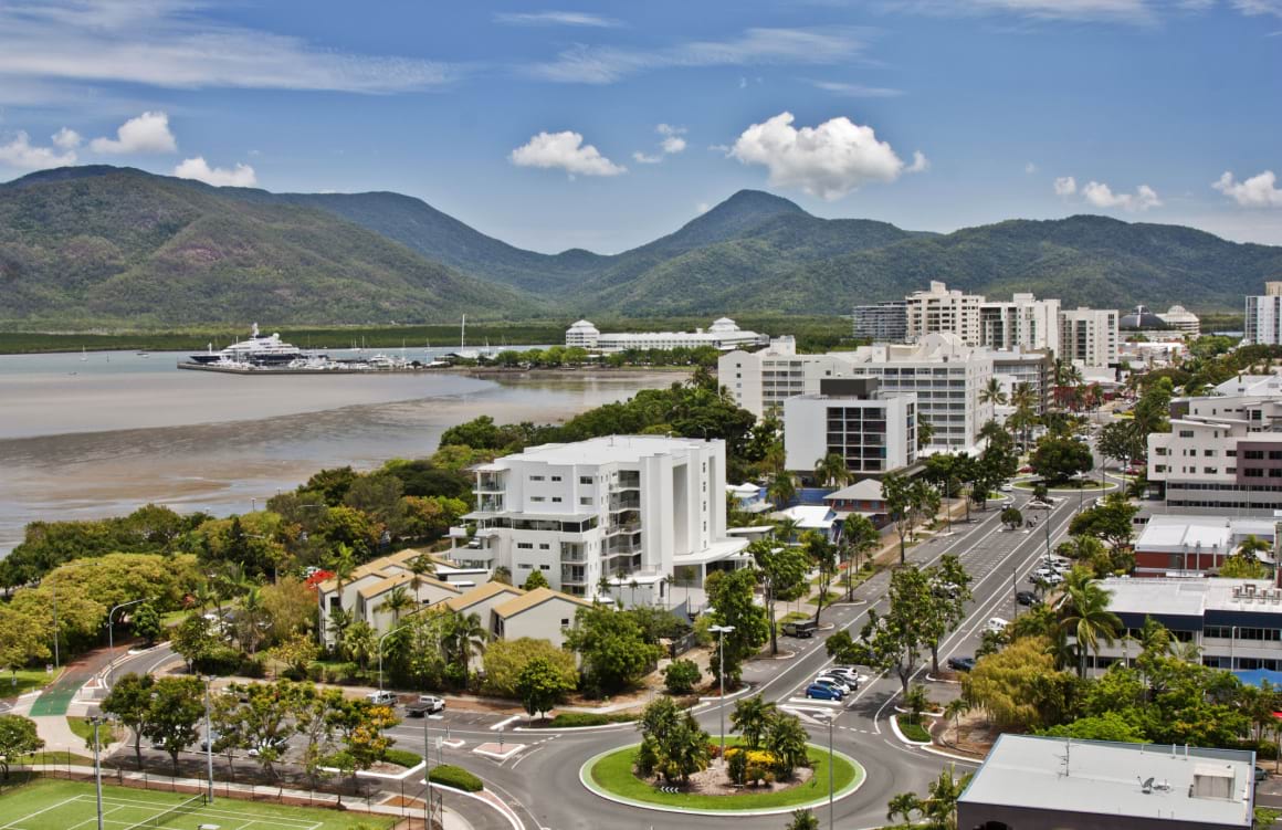 View of tropical city of Cairns