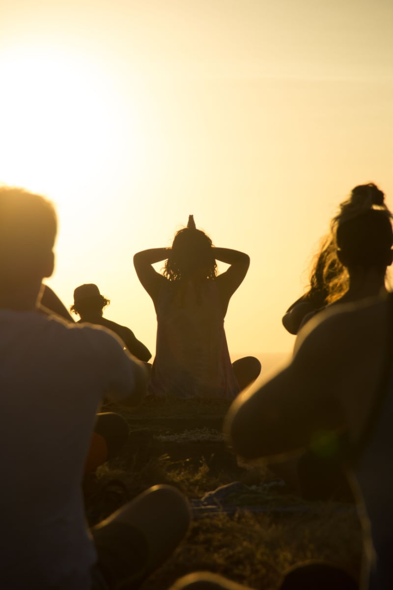 Yoga class outdoors in costa rica