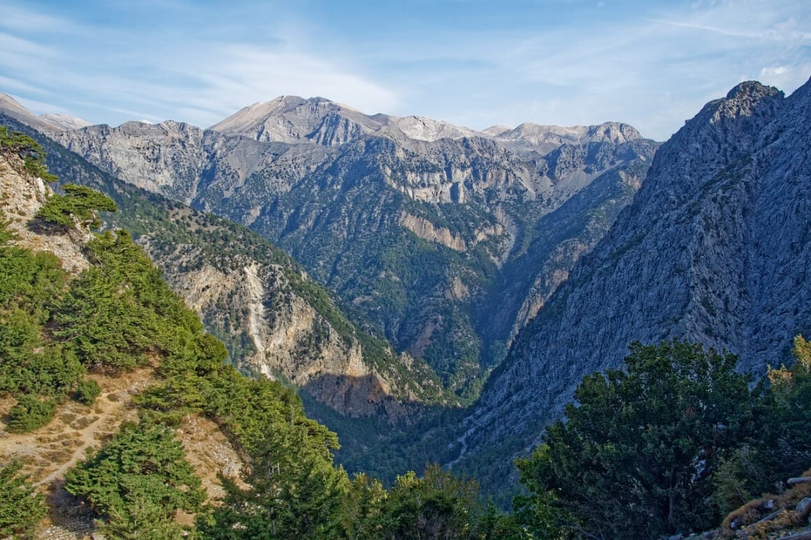 Mountain views from Samaria Gorge National Park in Crete, Greece