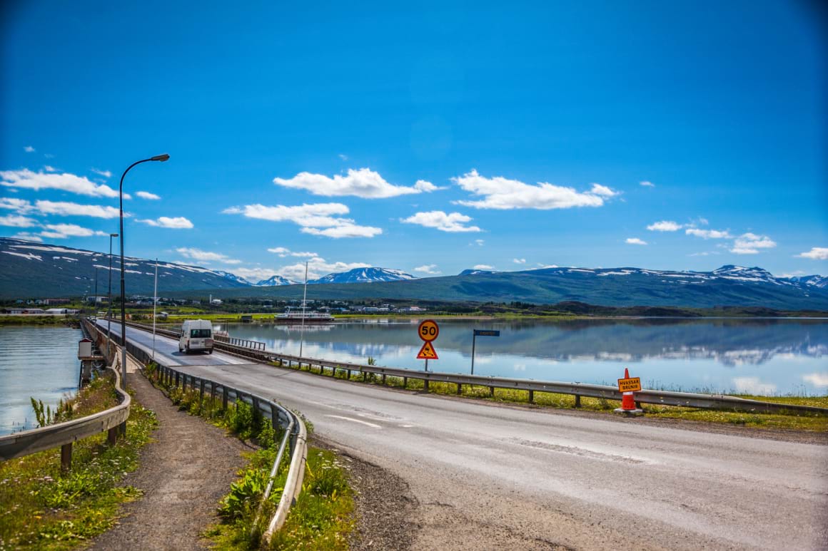 Lagarfljot Lake at the Town of Fellabaer Egilsstaoir