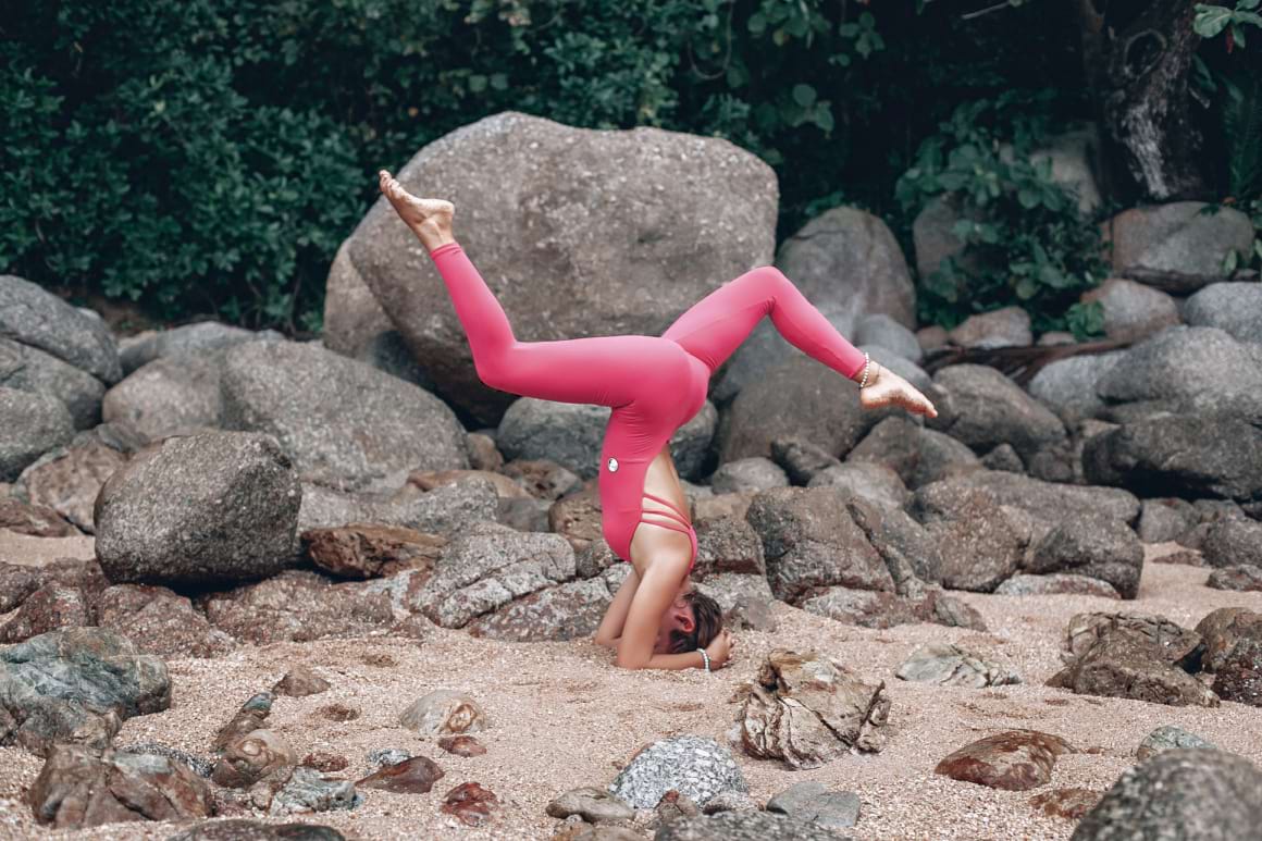 Yoga at a private stone beach