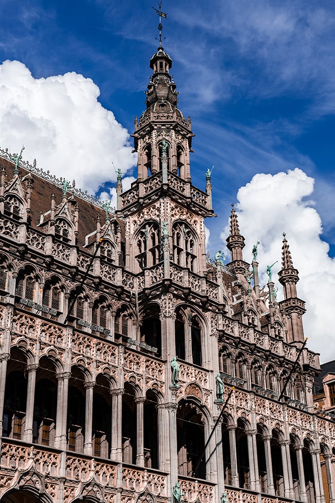 An ornate building in a square in Brussels, Belgium.