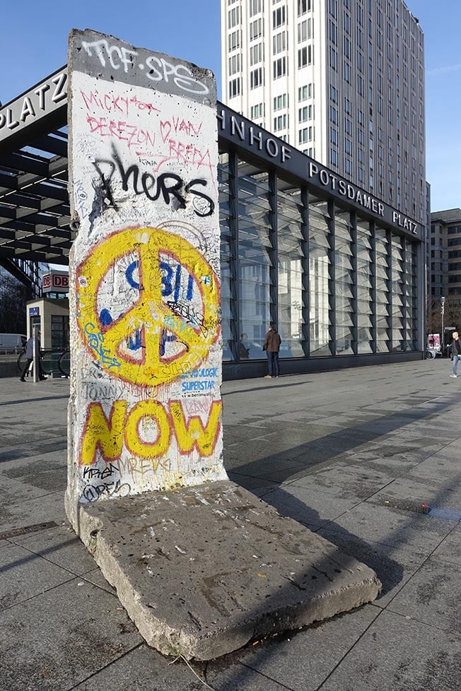 A piece of the Berlin Wall in Potsdamer Platz, Berlin, Germany