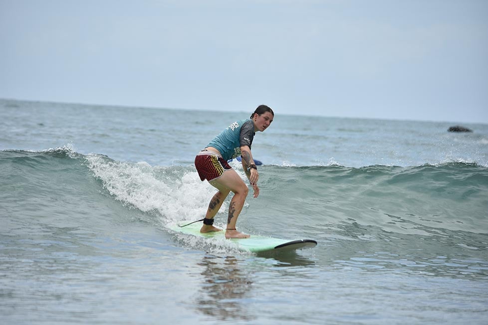 A person surfing