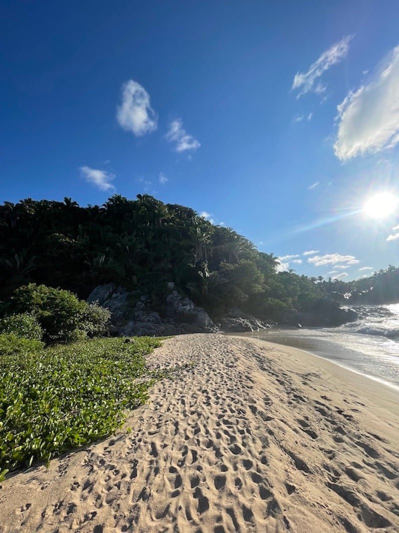 A secluded beach along the coast of Nayarit, Mexico.