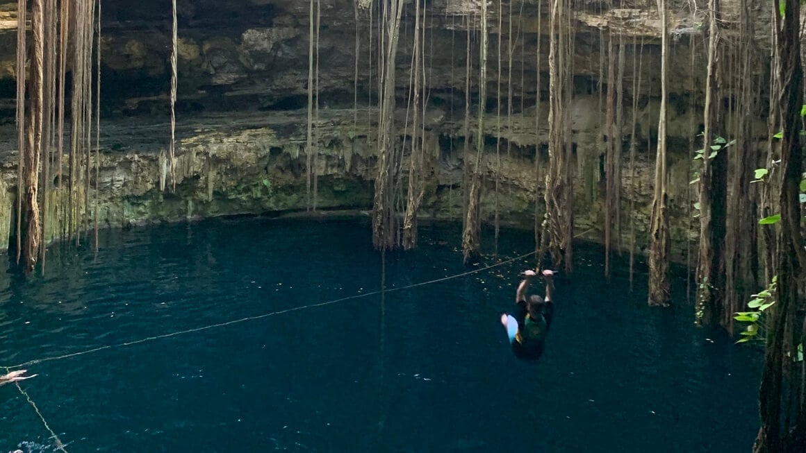 Backflipping into a cenote