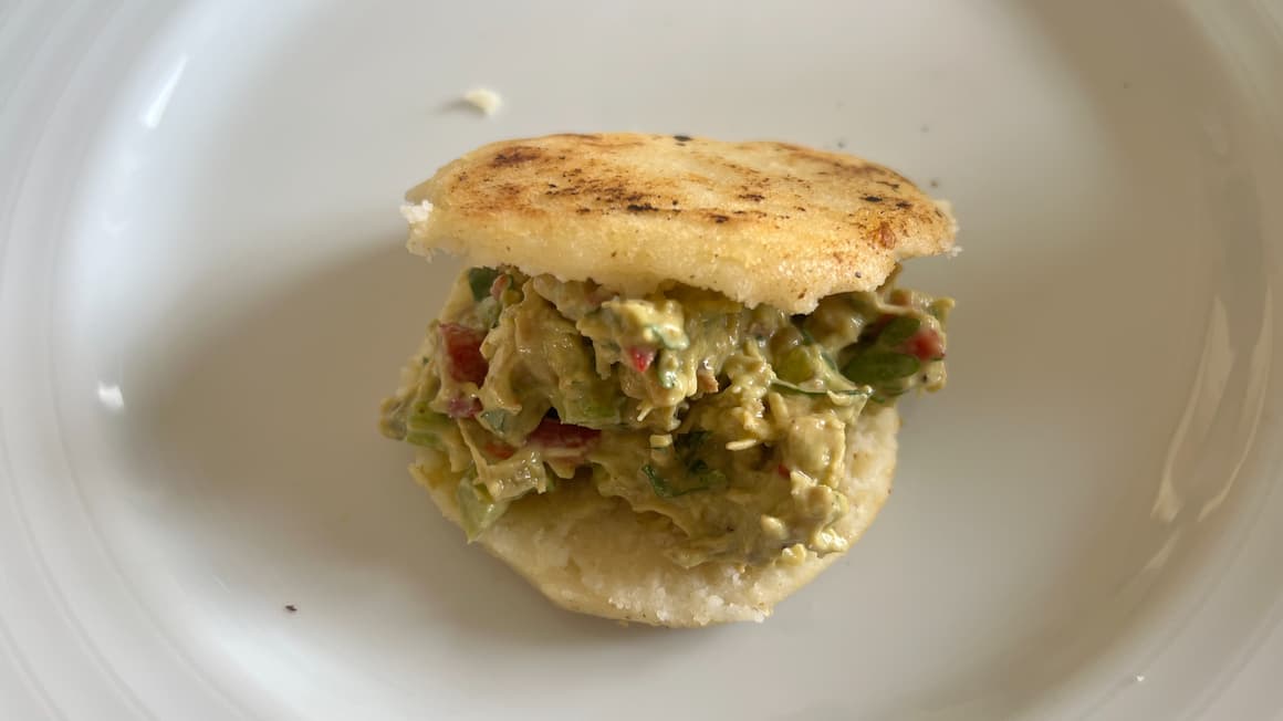 a Reina Pepiada, Venezuelan dish prepared with chicken and avocado 