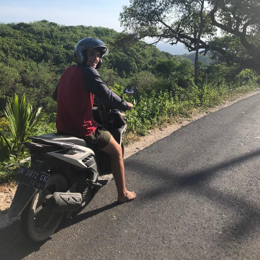 Man on moped in Lombok