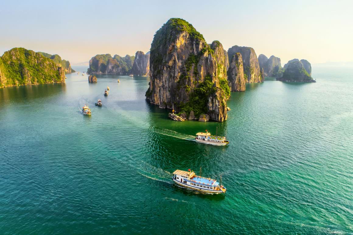 Rock island in Halong bay Vietnam