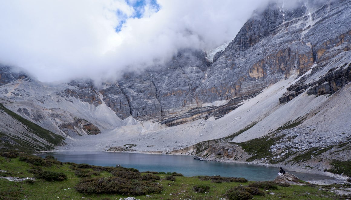 A landscape image of five colour lake in Yading Nature Reserve, China