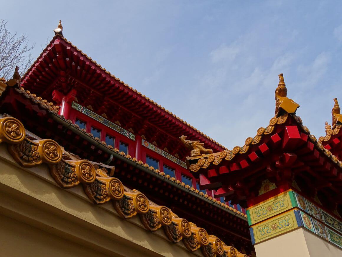 Colorful and traditional Chinese architecture of the He Hua Temple in Amsterdam