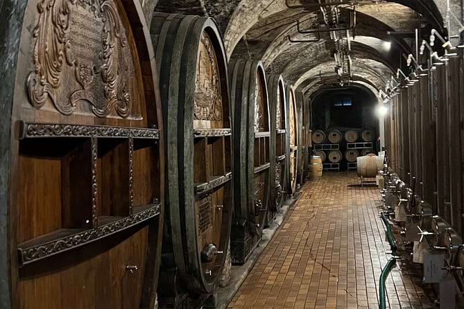 wooden wine cellars undergrounda t a winery on a Baden Wine Tour