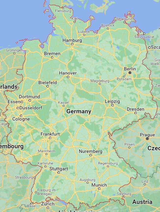 A screenshot of a Germany map