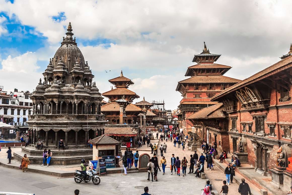Vibrant streets at Kathmandu Durbar Squares with its unique temples and palaces