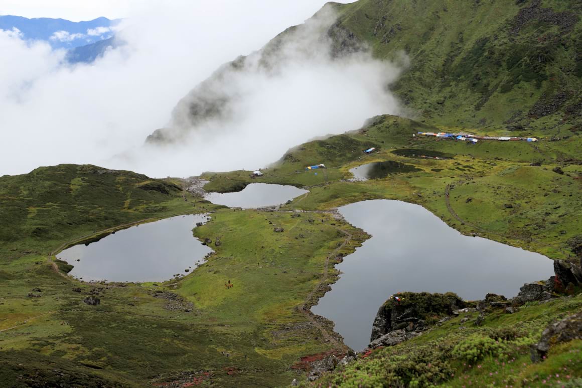 A ponds surrounded by greenery in Panch Pokhari in Nepal 
