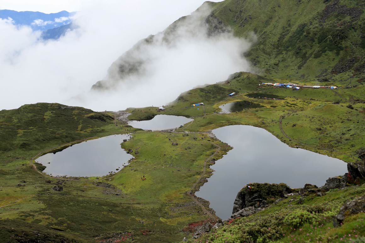 A ponds surrounded by greenery in Panch Pokhari in Nepal