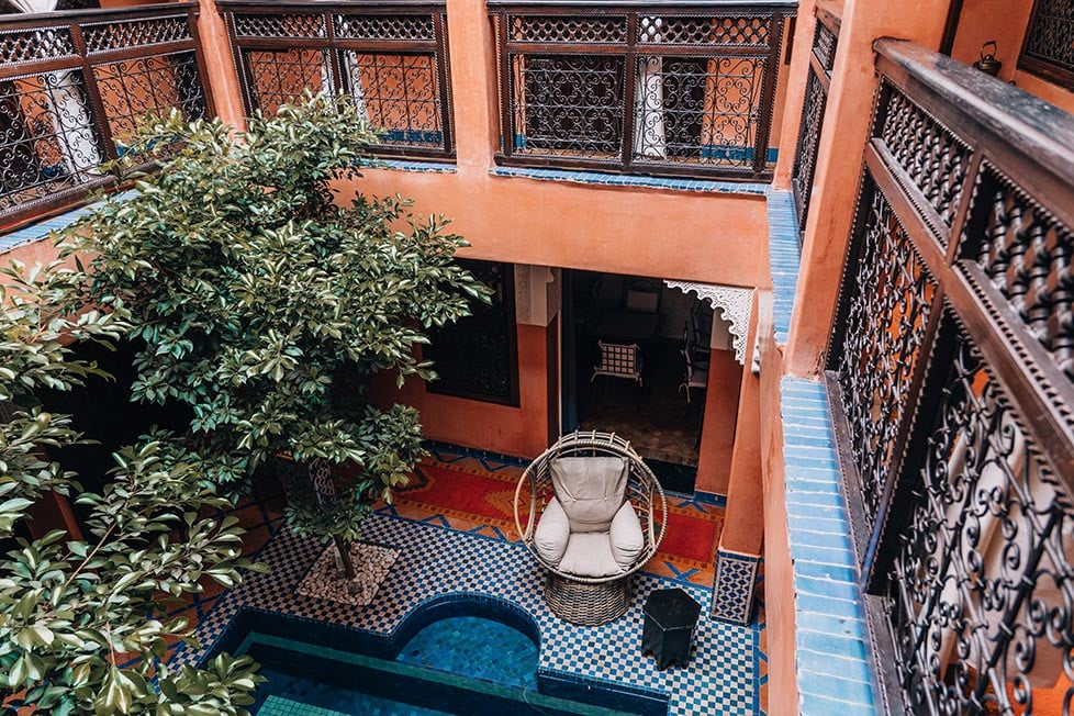 A riad with a pool in Morocco.