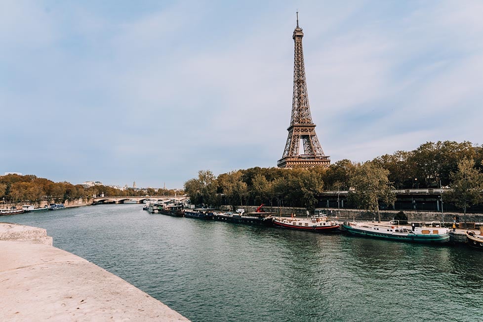 The Eiffel Tower over the Seine, Paris