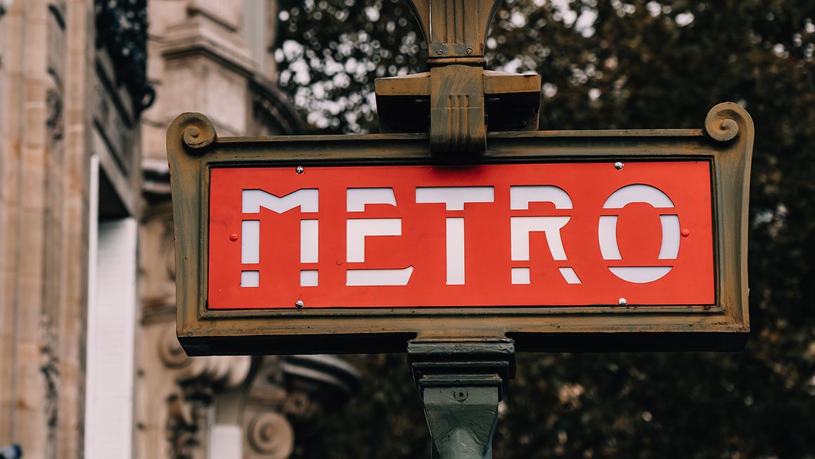 A metro sign in Paris, France