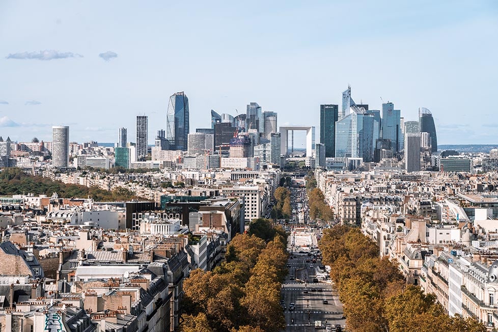 The financial district of Paris from the Arc De Triomphe