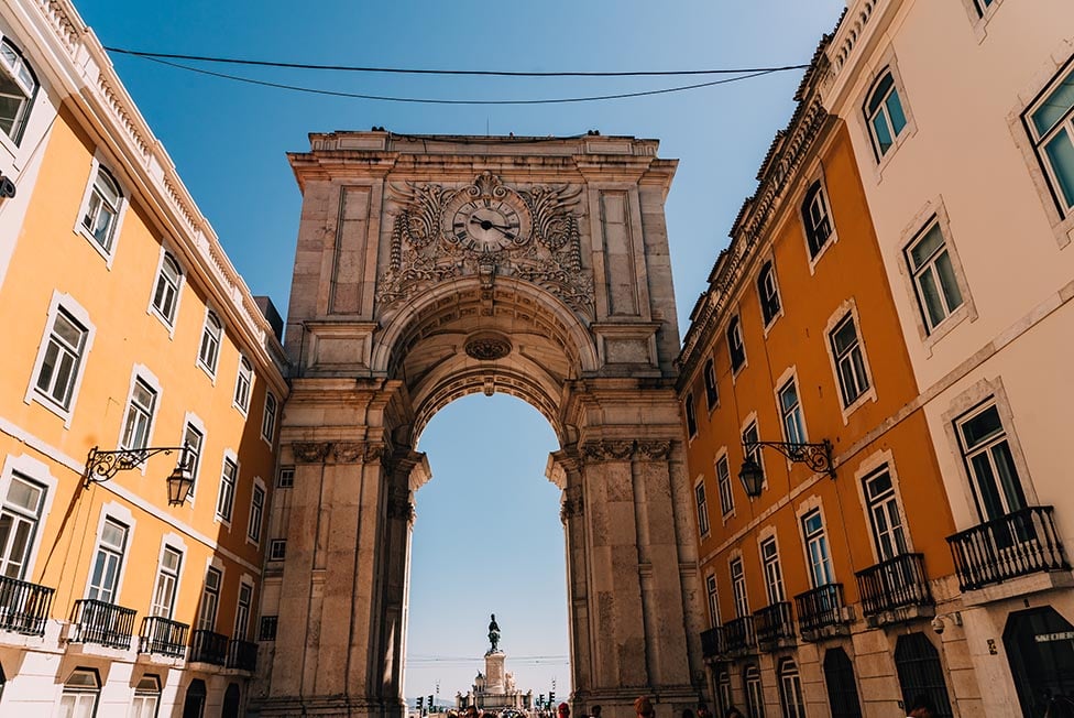 The triumphal archway in Lisbon, Portugal