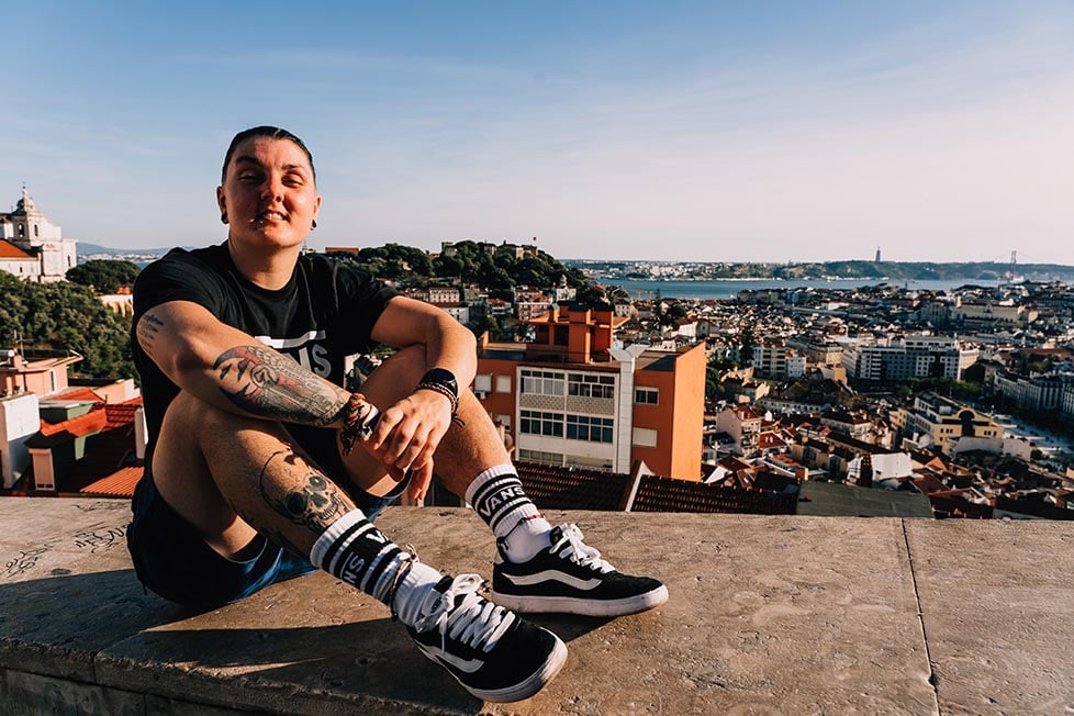 A person looking out over Lisbon, Portugal