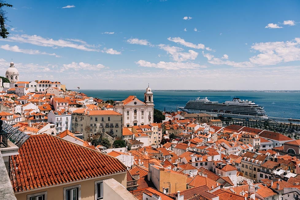 Looking out over the old town of lisbon, Portugal