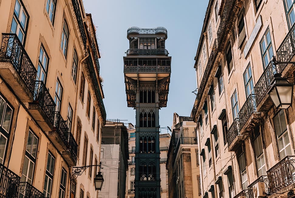 The Santa Justa Elevator in Lisbon, Portugal