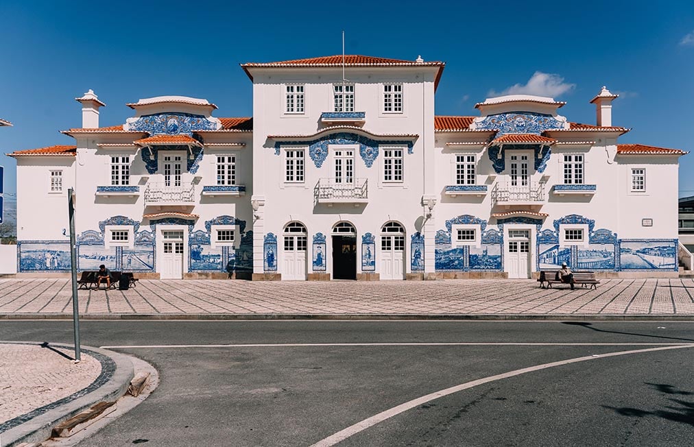 A decorated train station in Portugal
