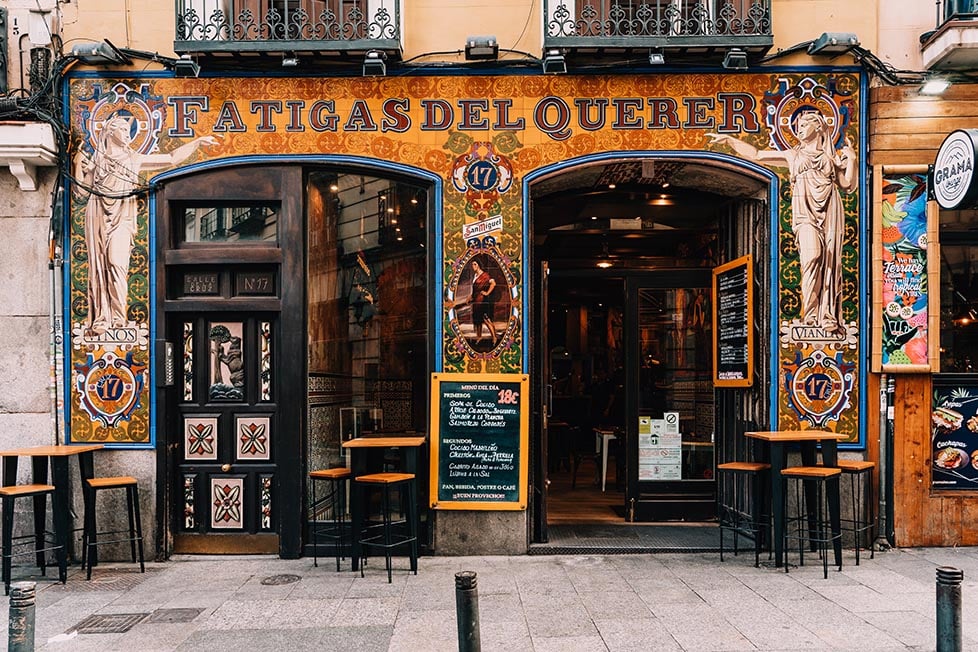 A highly decorated traditional bar in Madrid