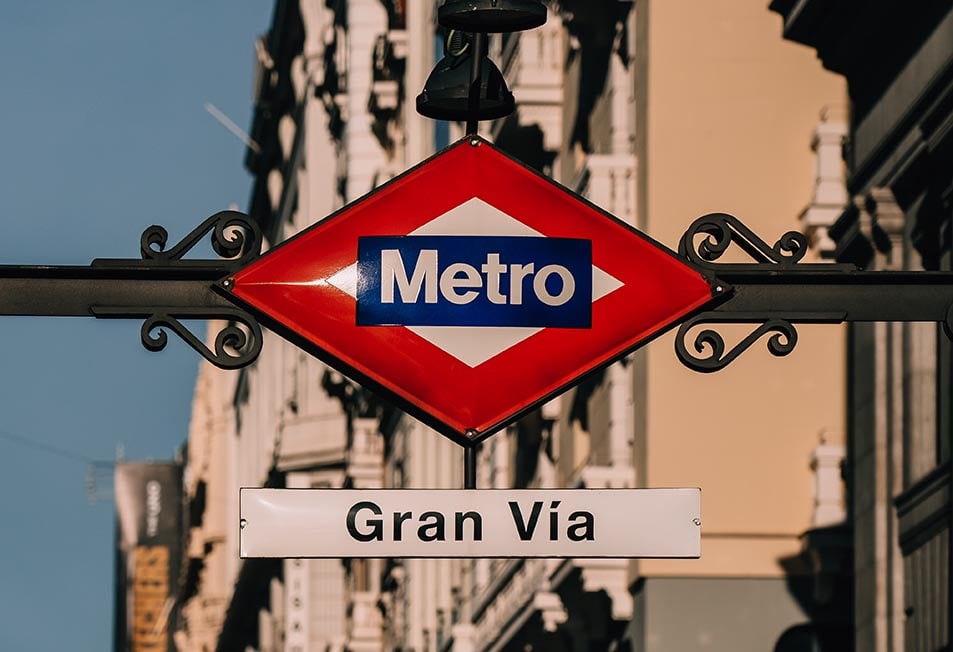 A metro sign in Madrid, Spain