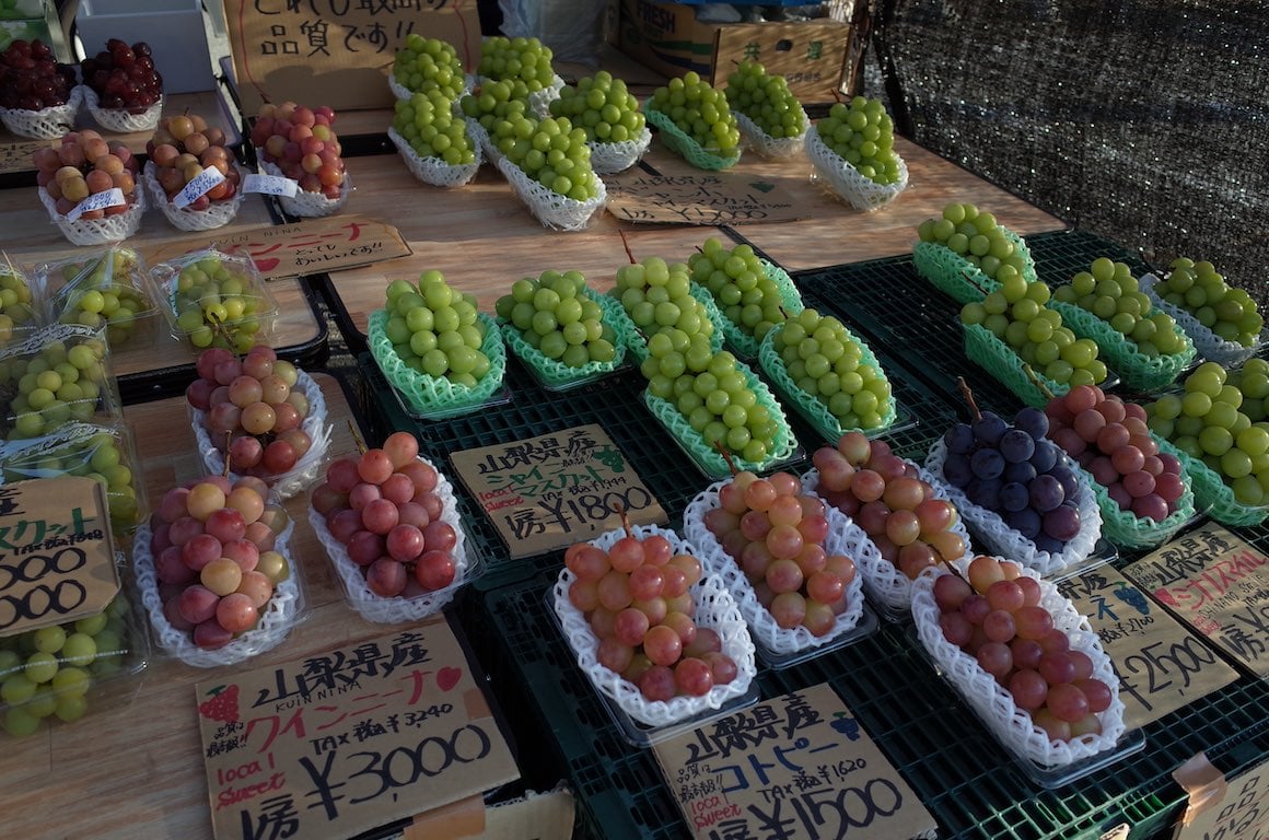 Fresh grapes found in teh summers near Mount Fuji, Japan.