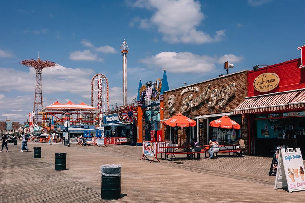 The boardwalk and Luna Park at Coney Island, Brooklyn