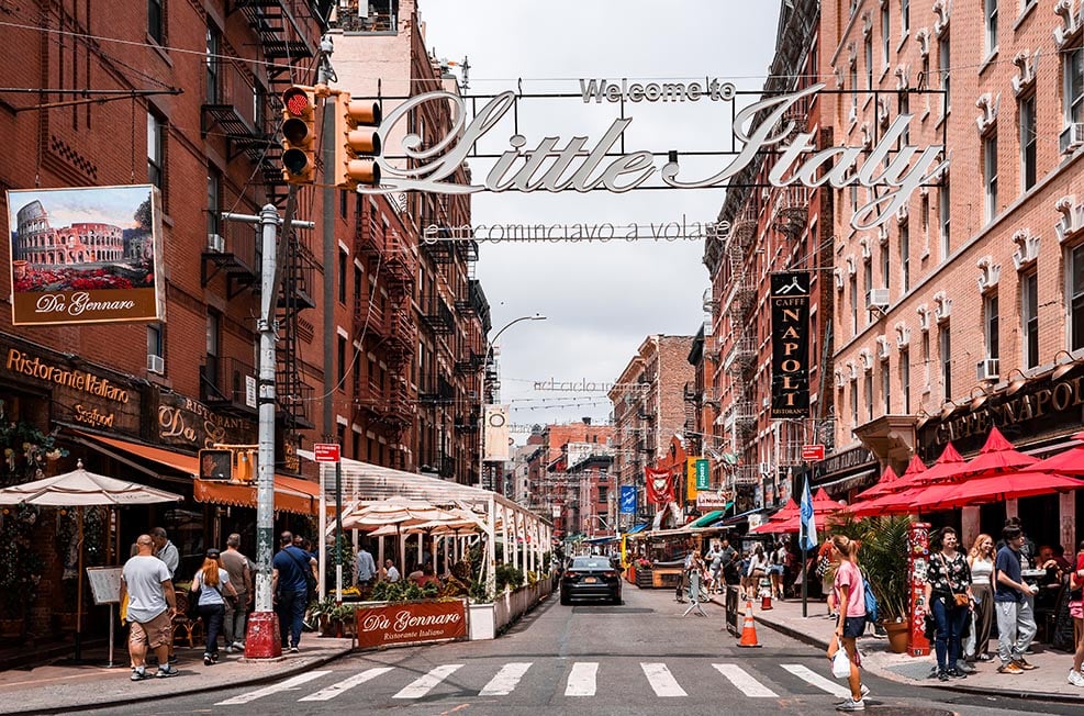 A street in Little Italy in NYC