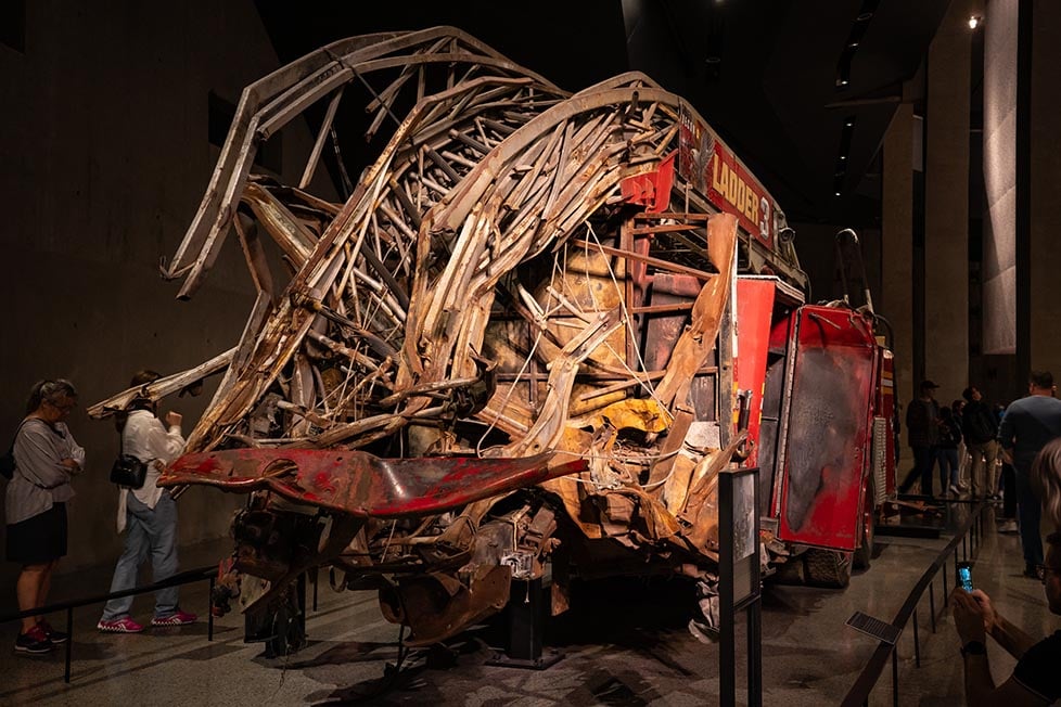 A ruined FDNY fire truck from 9/11